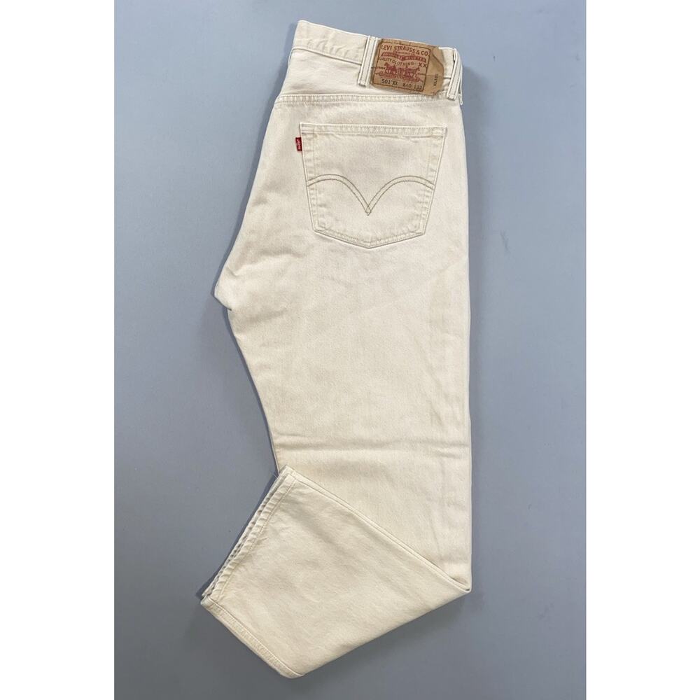 Levi's Vintage Y2K 501XX Classic Straight Button Fly Jeans. Beige, Actual 38X29.